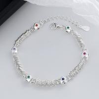 Sterling Silver Bracelets, 925 Sterling Silver, with 1.18inch extender chain, bright silver color plated, fashion jewelry & micro pave cubic zirconia & for woman Approx 5.9 Inch 