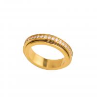 Cubic Zirconia anillo de dedo de acero inoxidable, acero inoxidable 304, unisexo & diverso tamaño para la opción & micro arcilla de zirconia cúbica, dorado, Vendido por UD