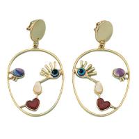 Enamel Zinc Alloy Drop Earring, Face, gold color plated, fashion jewelry & for woman, mixed colors [