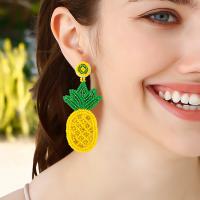 Glass Seed Beads Earring, Seedbead, Pineapple, fashion jewelry & for woman, yellow [