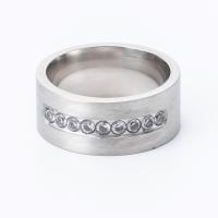 Cubic Zirconia anillo de dedo de acero inoxidable, acero inoxidable 304, chapado, diverso tamaño para la opción & micro arcilla de zirconia cúbica, color original, Vendido por UD