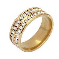 Rhinestone Stainless Steel Finger Ring, 304 Stainless Steel, plated & micro pave rhinestone & for woman 