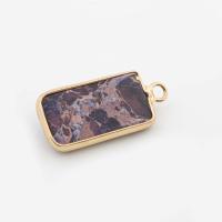 Impression Jasper Pendants, with Brass, Rectangle, gold color plated, DIY, purple [