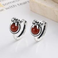 Sterling Silver Agate Drop earring, 925 Sterling Silver, with Yunnan Red Agate, Antique finish, fashion jewelry & for woman, 8mm, Inner Approx 11mm 