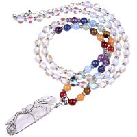 Collier de cristal naturel, quartz clair, avec Labradorite, avec 1.18inch chaînes de rallonge, Réglable & bijoux de mode & pour femme Environ 29.92-31.5 pouce, Vendu par brin