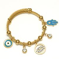 Evil Eye Jewelry Bracelet, 304 Stainless Steel, fashion jewelry & micro pave cubic zirconia & for woman Inner Approx 57mm 