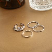 Zinc Set anillo de aleación, aleación de zinc, chapado, 4 piezas & Joyería & diferentes estilos para la opción & para mujer & con diamantes de imitación, Vendido por Set[