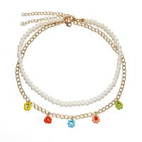 Glass Seed Beads Necklace, Zinc Alloy, with Seedbead, Flower, 2 pieces & fashion jewelry & for woman [