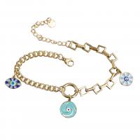 Evil Eye Jewelry Bracelet, Titanium Steel, with 2inch extender chain, 18K gold plated, for woman & enamel Approx 6.3 Inch 
