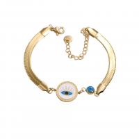 Evil Eye Jewelry Bracelet, Titanium Steel, with 2inch extender chain, gold color plated, Unisex & enamel Approx 6.3 Inch 
