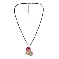 Resin Necklace, with Wax Cord, with 2inch extender chain, Heart, fashion jewelry & for woman Approx 19.7 Inch 