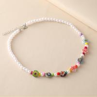 Glass Seed Beads Necklace, Seedbead, with Plastic Pearl, fashion jewelry & for woman [