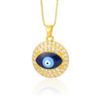 Evil Eye Jewelry Necklace, Brass, with 5CM extender chain, high quality plated, micro pave cubic zirconia & for woman Approx 43 cm 