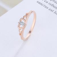 Cubic Zirconia Micro Pave Sterling Silver Finger Ring, 925 Sterling Silver, Crown, rose gold color plated, fashion jewelry & micro pave cubic zirconia & for woman, 5mm 