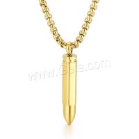 Stainless Steel Bullet Pendant, 316L Stainless Steel, Vacuum Ion Plating, DIY & for man 