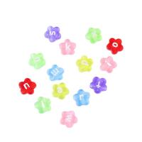 Acrylic Alphabet Beads, Plum Blossom, DIY & enamel, mixed colors Approx [