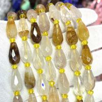 Citrin Naturperlen, Gelbquarz Perlen, Tropfen, DIY & facettierte, 8x16mm, Länge:ca. 39 cm, verkauft von Strang