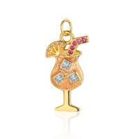 Cubic Zirconia Micro Pave Brass Pendant, gold color plated, fashion jewelry & DIY & micro pave cubic zirconia & enamel 