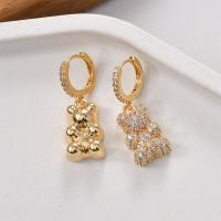 Cubic Zirconia Micro Pave Brass Pendant, with Cubic Zirconia, Bear, plated, fashion jewelry & DIY 