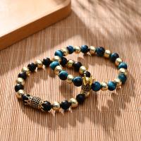 Tiger Eye Stone Bracelets, with Brass, fashion jewelry & Unisex Approx 19 cm [