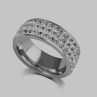 Rhinestone Stainless Steel Finger Ring, 304 Stainless Steel, Vacuum Ion Plating, Unisex & with rhinestone 8MM 