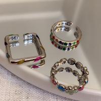 Эмаль цинкового сплава кольцо, цинковый сплав, Другое покрытие, Регулируемый & разные стили для выбора & Женский & эмаль, оригинальный цвет, продается PC