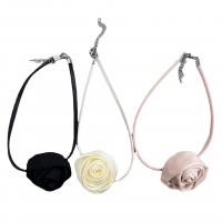 Fashion Choker Necklace, Cloth, with Zinc Alloy, petals, handmade, for woman 