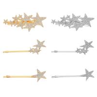 Hair Slide, Zinc Alloy, Star, plated & for woman & with rhinestone, 75-80mm [