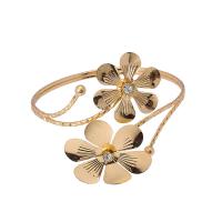 Zinc Alloy Arm Bangle, Flower, plated, adjustable & for woman & with rhinestone 