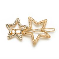 Hair Slide, Zinc Alloy, Star, plated, for woman & with rhinestone & hollow [