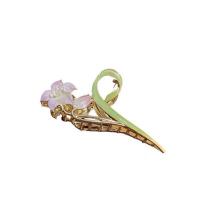 Hair Claw Clips, Zinc Alloy, with Plastic Pearl, Flower, gold color plated, stoving varnish & for woman 115mm [