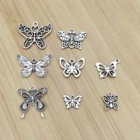 Zinc Alloy Animal Pendants, Butterfly, antique silver color plated, vintage & DIY & 1/1 loop & hollow Approx 