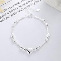 Sterling Silver Bracelets, 925 Sterling Silver, with 1.18inch extender chain, bright silver color plated, fashion jewelry & for woman Approx 6.3 Inch 