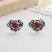 Sterling Silver Agate Drop earring, 925 Sterling Silver, with Yunnan Red Agate, Antique finish, fashion jewelry & for woman, 11mm 