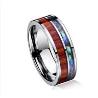 Titanium Steel Finger Ring, 304 Stainless Steel, with Titanium Steel & Shell, fashion jewelry & for man, 8mm 