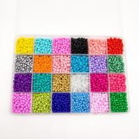 Box Glass Seed Beads, with Plastic Box, Round, stoving varnish, DIY & 24 cells, mixed colors, 4mm Approx [