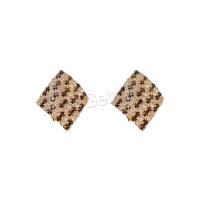 Cubic Zirconia Micro Pave Brass Earring, Rhombus, gold color plated, fashion jewelry & micro pave cubic zirconia & for woman, mixed colors [