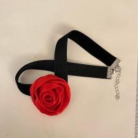 Fashion Choker Necklace, Cloth, with Zinc Alloy, petals, handmade, for woman 