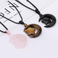 Gemstone Necklaces, with Nylon Cord, Moon and Star, polished, fashion jewelry & for woman Approx 33.85 Inch 