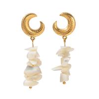 Freshwater Shell Earring, 304 Stainless Steel, with Shell, 18K gold plated, fashion jewelry & for woman, golden [