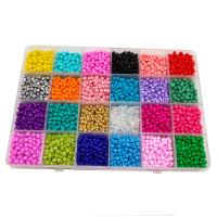Solid Color Acrylic Beads, with Elastic Thread & Glass Seed Beads & 304 Stainless Steel, DIY & 24 cells & enamel [