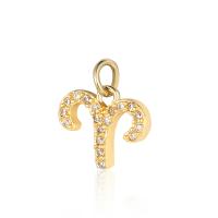Cubic Zirconia Micro Pave Brass Pendant, 12 Signs of the Zodiac, plated, fashion jewelry & DIY & micro pave cubic zirconia 
