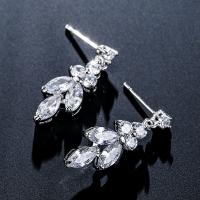 Cubic Zircon Brass Earring, with Cubic Zirconia, polished, fashion jewelry & for woman 