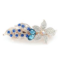 Hair Snap Clips, Zinc Alloy, Flower, plated, for woman & with rhinestone 