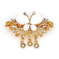 Hair Snap Clips, Zinc Alloy, with Cats Eye, gold color plated & for woman & with rhinestone 