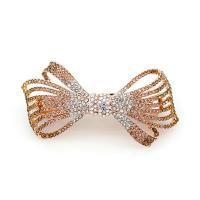 Hair Snap Clips, Zinc Alloy, Bowknot, rose gold color plated & for woman & with rhinestone 