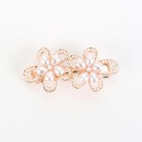 Hair Snap Clips, Zinc Alloy, with Plastic Pearl, rose gold color plated & for woman [