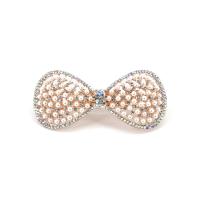 Hair Snap Clips, Zinc Alloy, with Plastic Pearl, rose gold color plated, Korean style & for woman & with rhinestone [