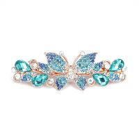 Hair Snap Clips, Zinc Alloy, with Resin, Butterfly, rose gold color plated, Korean style & for woman & with rhinestone [