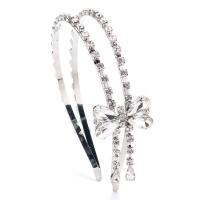 Hair Bands, Zinc Alloy, with Crystal, Bowknot, platinum color plated, Korean style & for woman & with rhinestone, 150mm [